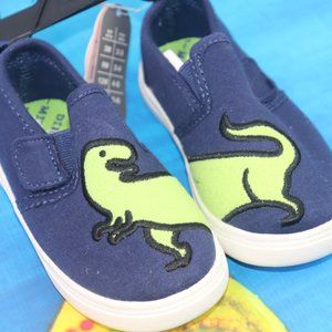 Wonder Nation Kids Slip on Tennie shoes Blue/green with Dinosaur print Size 6